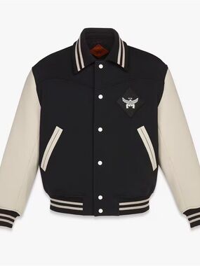 MCM Black and Cream Varsity Bomber Jacket